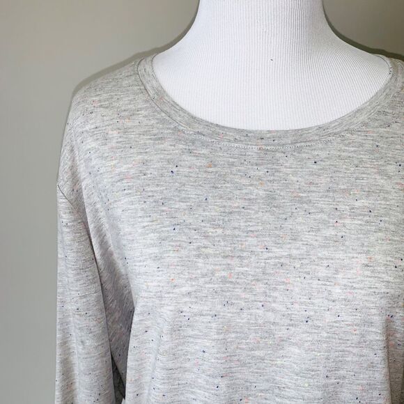 Lane Bryant Ruched-Sleeve Curved-Hem Speckled Tee NWT - Picture 6 of 7